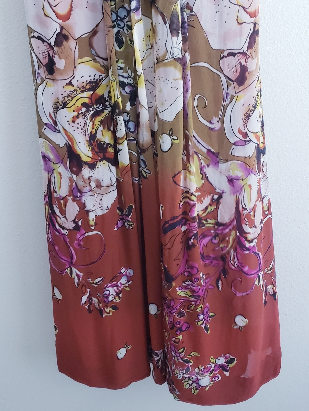 Adrianna Papell Floral Lined Vintage Halter Silk Ombre Midi Dress - Picture 6 of 11